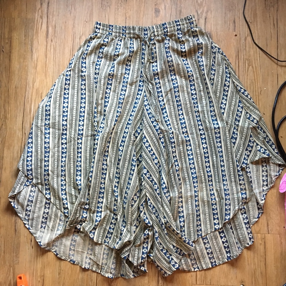 Boho Wide Leg Patterned Flowy Pants